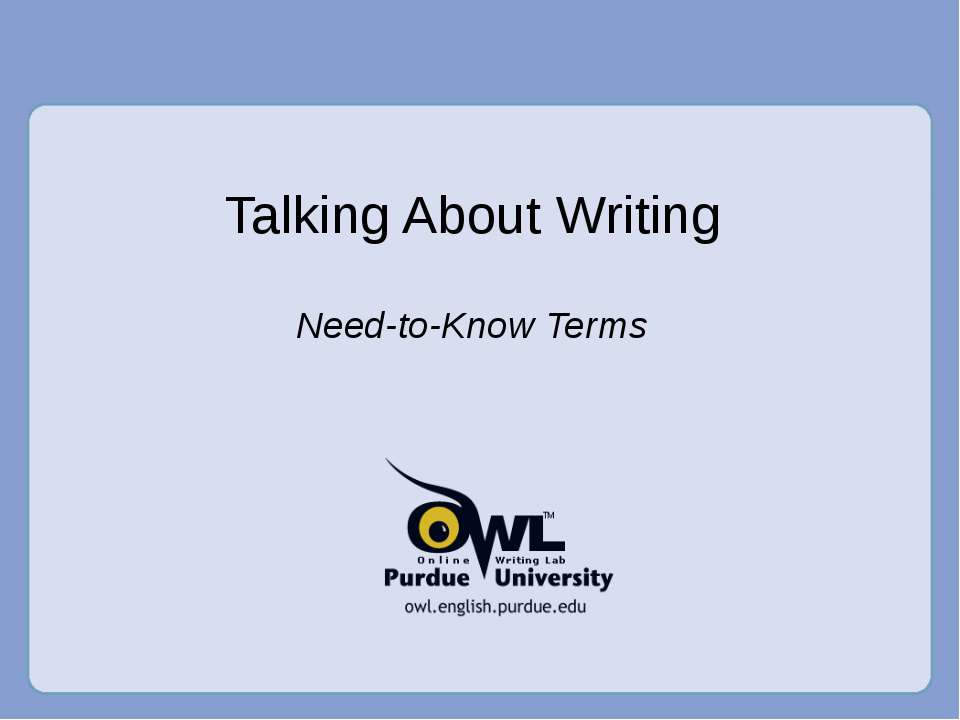 Talking About Writing