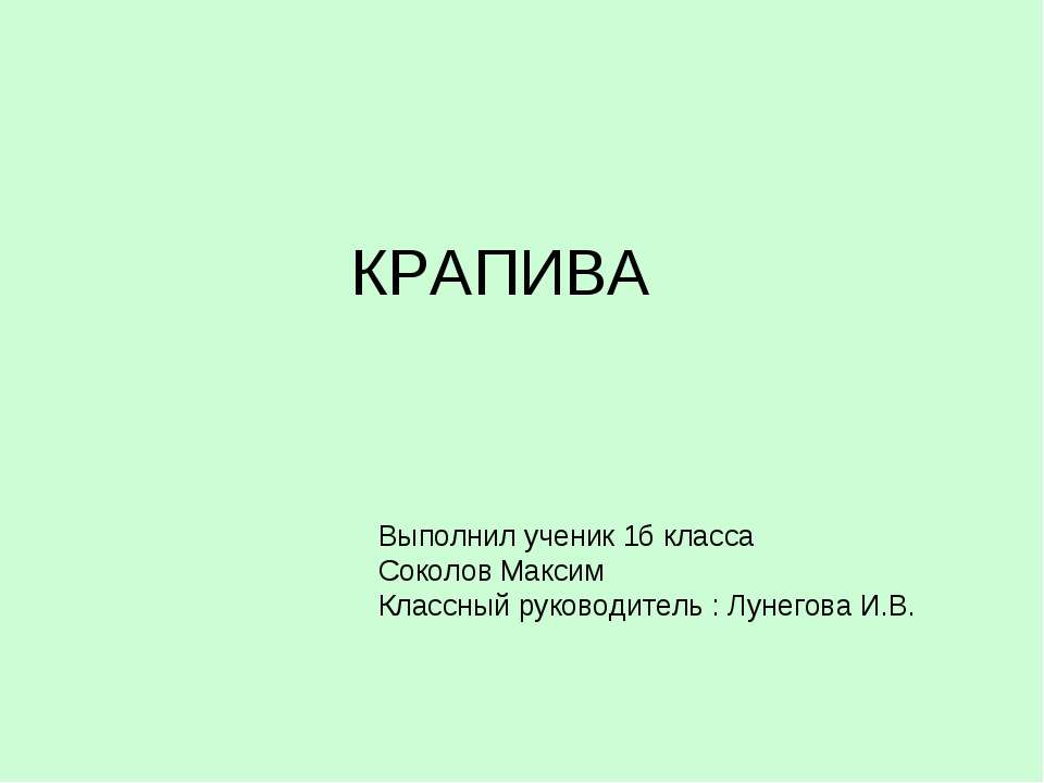 Крапива 1 класс - Скачать школьные презентации PowerPoint бесплатно | Портал бесплатных презентаций school-present.com