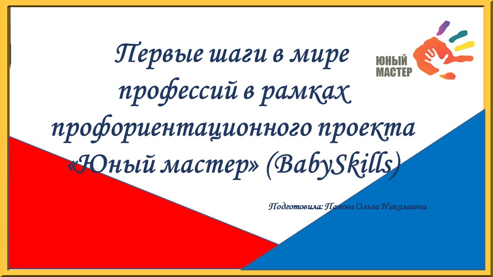 Презентация "Первые шаги в мире профессий в рамках профориентационного проекта «Юный мастер» (BabySkills) - Скачать школьные презентации PowerPoint бесплатно | Портал бесплатных презентаций school-present.com