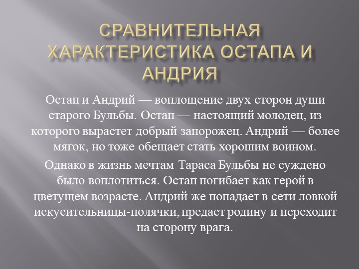 Презентация по литературе на тему "Сравнительная характеристика Остапа и Андрия" - Скачать школьные презентации PowerPoint бесплатно | Портал бесплатных презентаций school-present.com