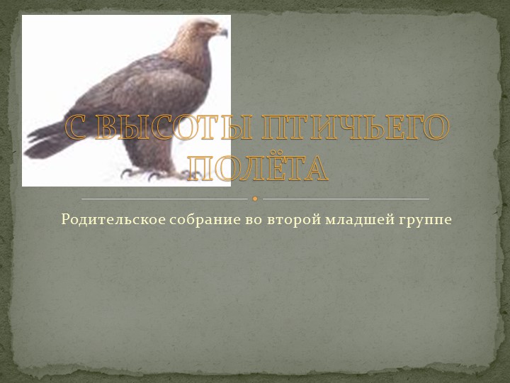 Презентация к родительскому собранию на тему: "С высоты птичьего полёта" - Скачать школьные презентации PowerPoint бесплатно | Портал бесплатных презентаций school-present.com