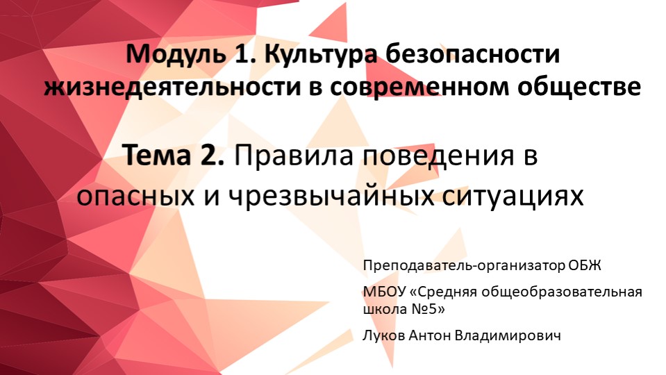 Тема 2. Правила поведения в опасных и чрезвычайных ситуациях - Скачать школьные презентации PowerPoint бесплатно | Портал бесплатных презентаций school-present.com