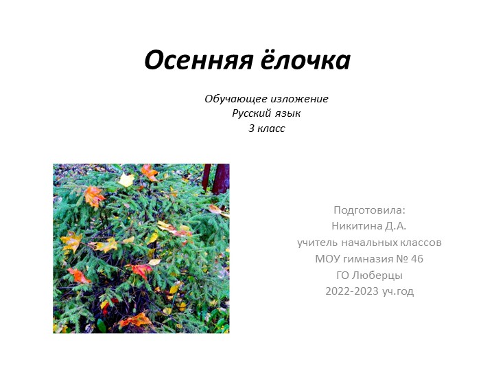 Презентация по русскому языку на тему "Осенняя ёлочка" (3 класс) - Скачать школьные презентации PowerPoint бесплатно | Портал бесплатных презентаций school-present.com