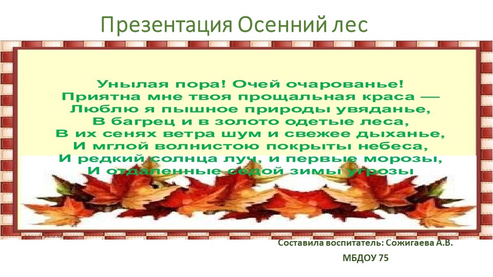 Презентация окружающий мир "Осенний лес" - Скачать школьные презентации PowerPoint бесплатно | Портал бесплатных презентаций school-present.com
