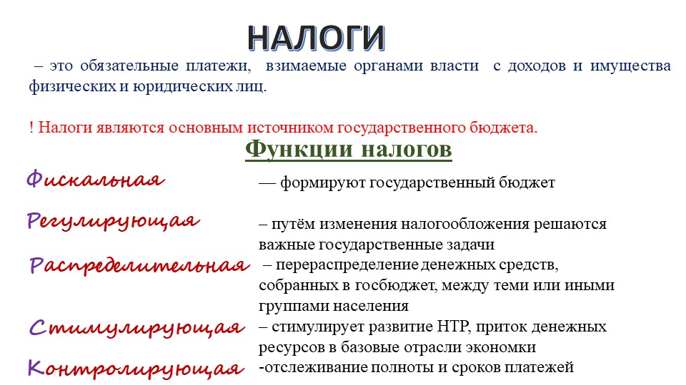 Презентация по обществознанию "Налоги, их функции и виды. Системы налогообложения" - Скачать школьные презентации PowerPoint бесплатно | Портал бесплатных презентаций school-present.com