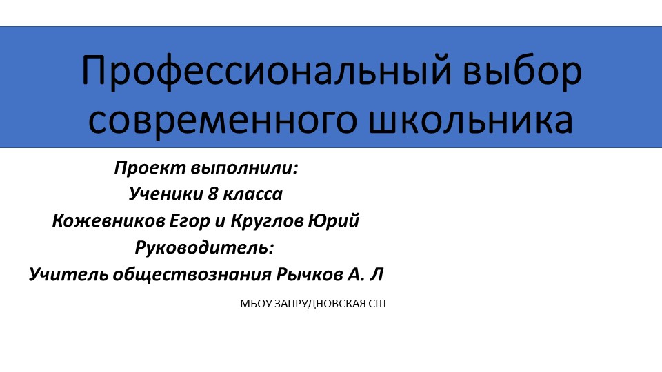 Проект по обществознанию: Профессиональный выбор современного школьника - Скачать школьные презентации PowerPoint бесплатно | Портал бесплатных презентаций school-present.com