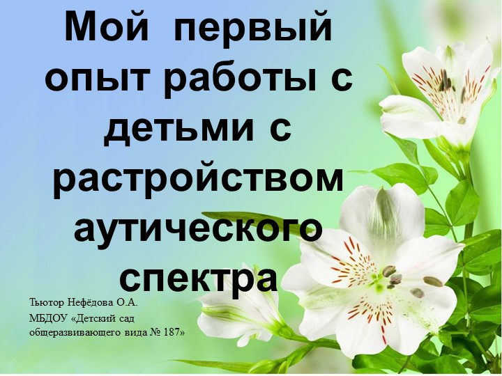 Презентация "Первый опыт работы с детьми с РАС" - Скачать школьные презентации PowerPoint бесплатно | Портал бесплатных презентаций school-present.com