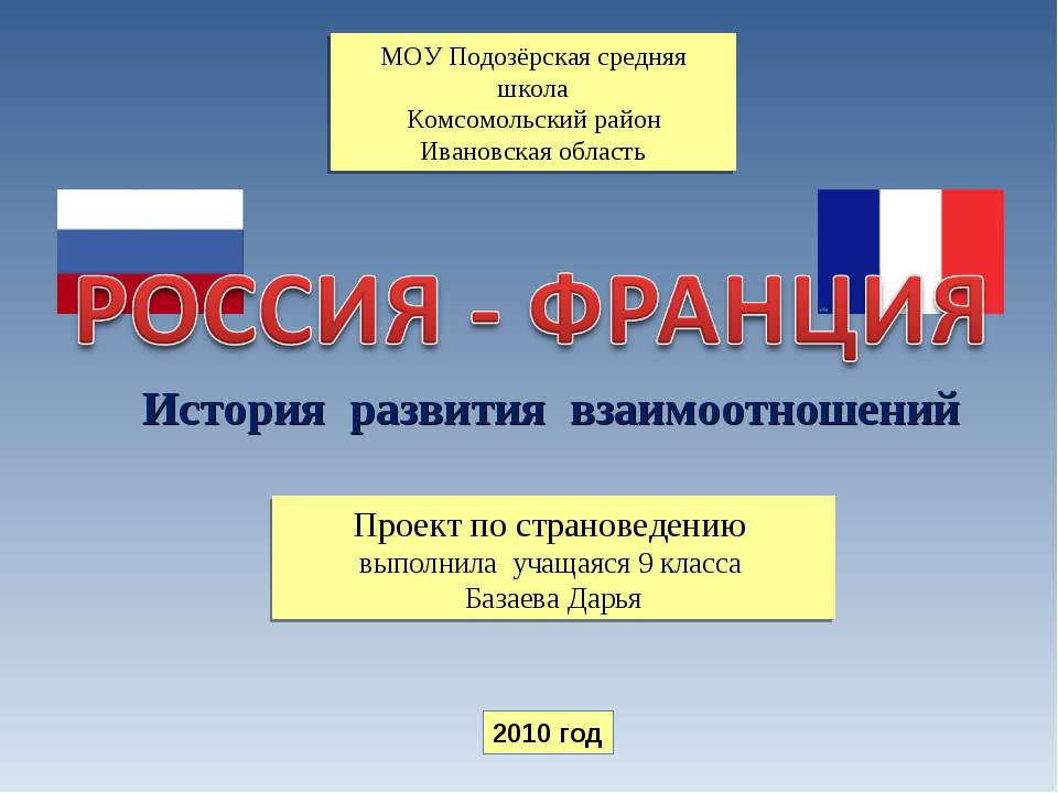 Россия - Франция История развития взаимоотношений