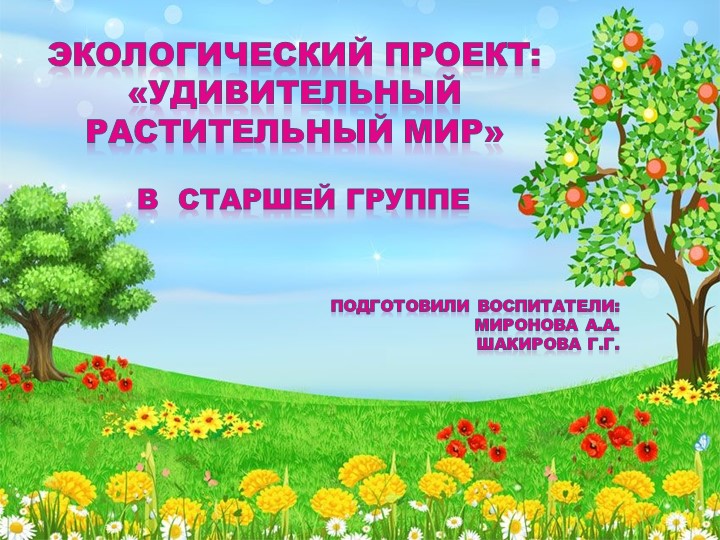 Экологический проект "Удивительный растительный мир" в старшей группе - Скачать школьные презентации PowerPoint бесплатно | Портал бесплатных презентаций school-present.com